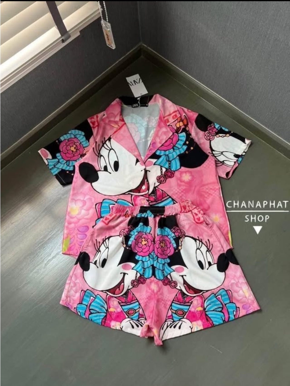 Zara Pink Minnie Mouse Short Sleeve Pajama Set